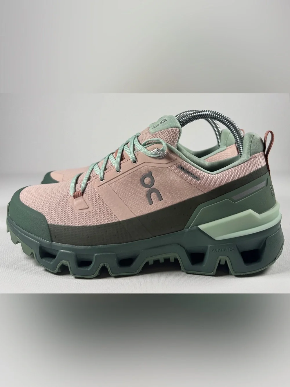 Size 8.5 - ON Cloudwander Waterproof Doe/Ivy (Pink & Green) Women’s
